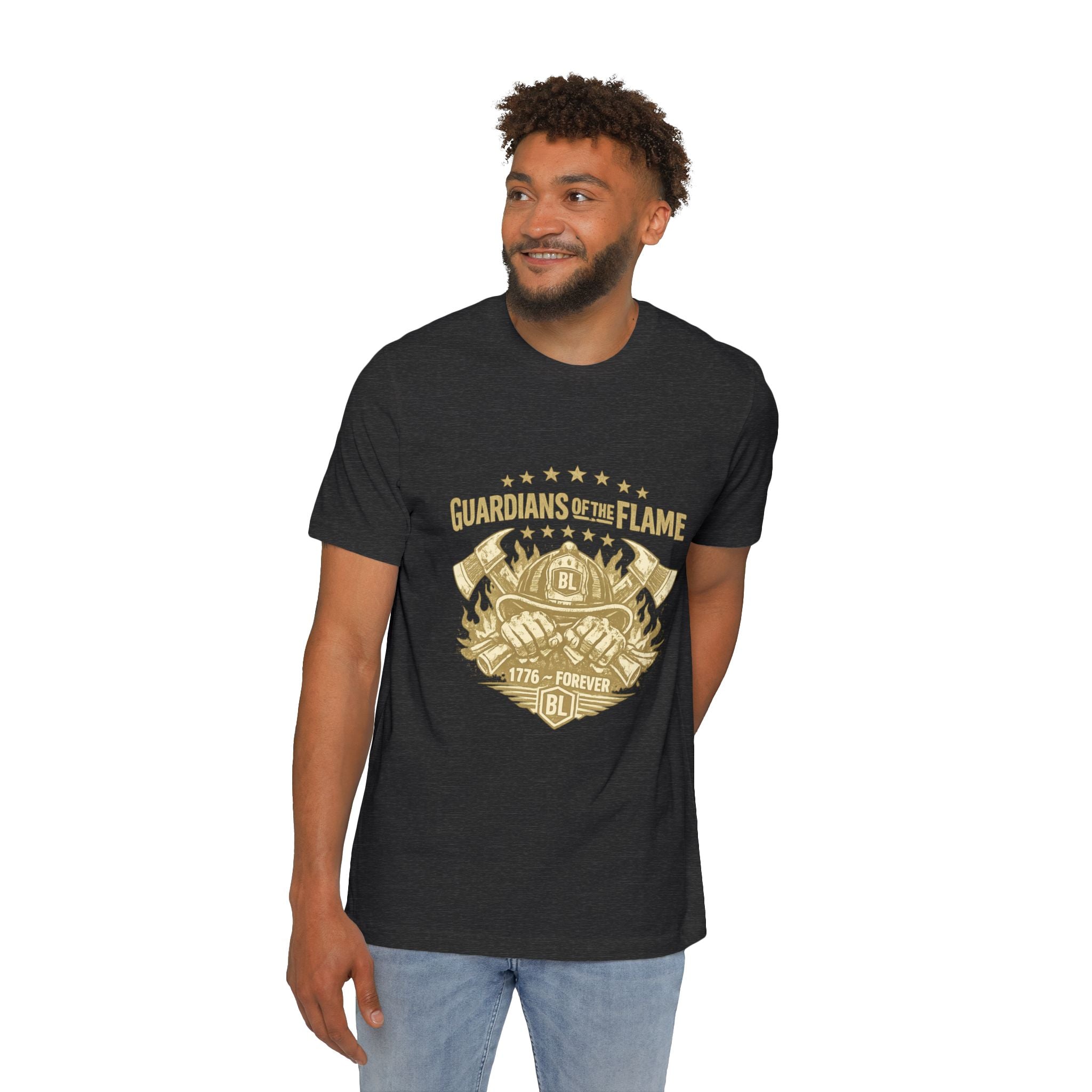 Guardians of the Flame T-Shirt – Patriotic Vintage Firefighter Emblem
