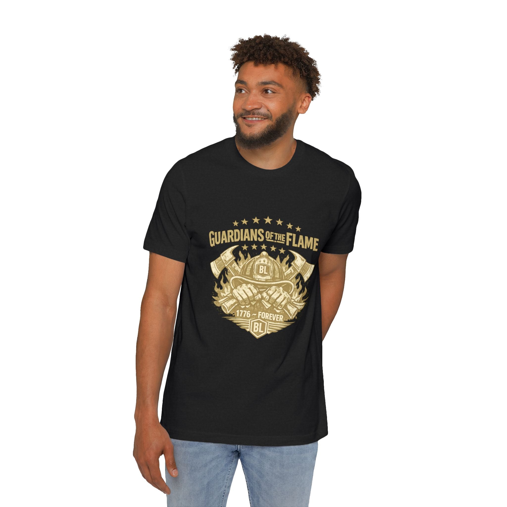 Guardians of the Flame T-Shirt – Patriotic Vintage Firefighter Emblem