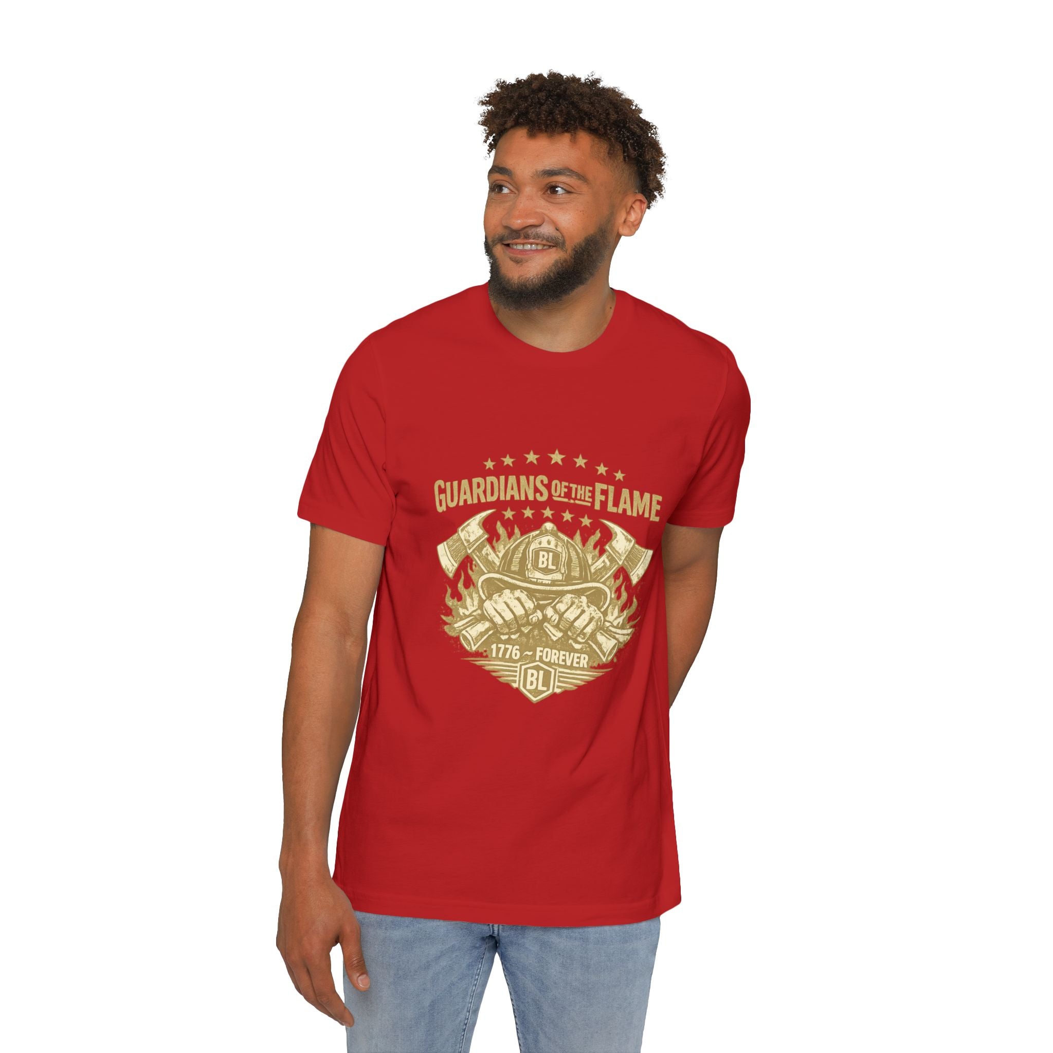 Guardians of the Flame T-Shirt – Patriotic Vintage Firefighter Emblem