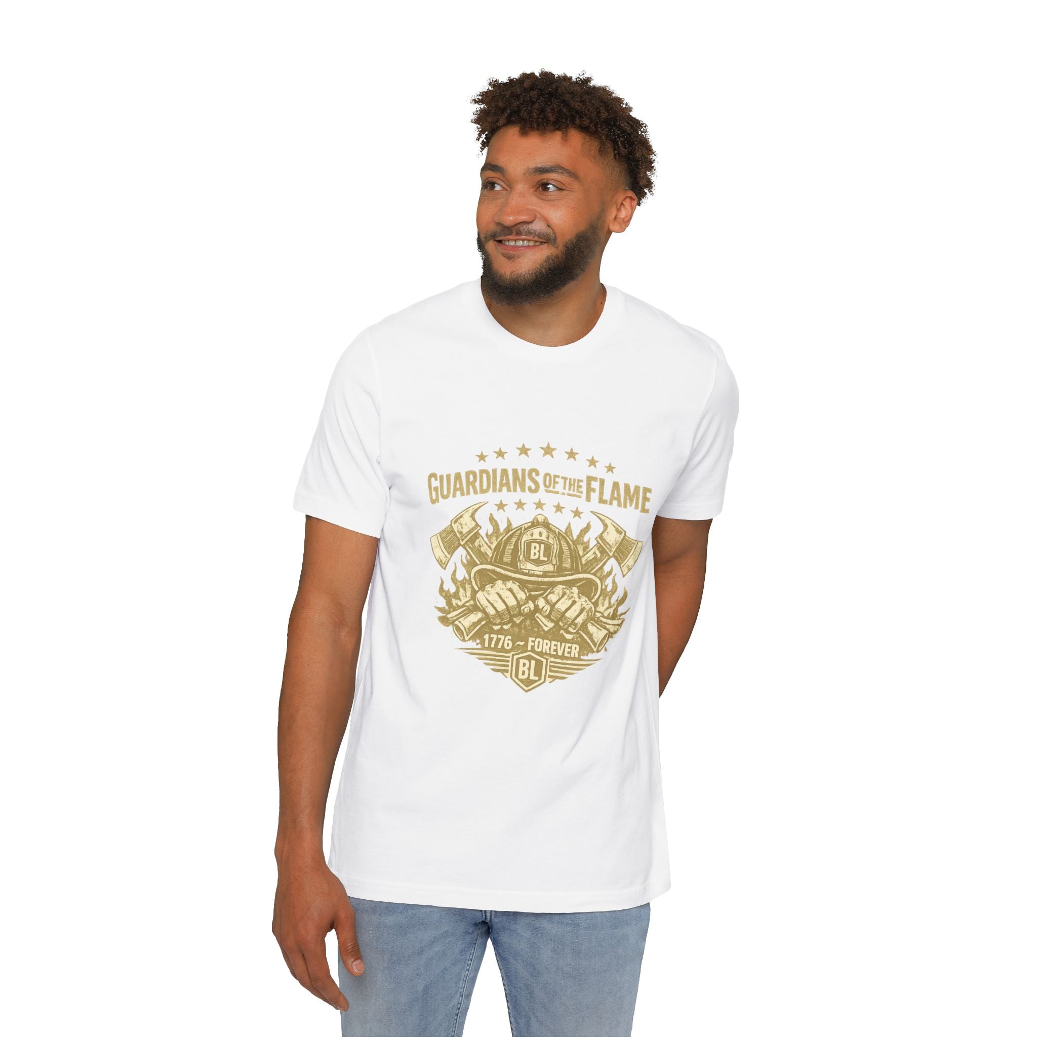 Guardians of the Flame T-Shirt – Patriotic Vintage Firefighter Emblem